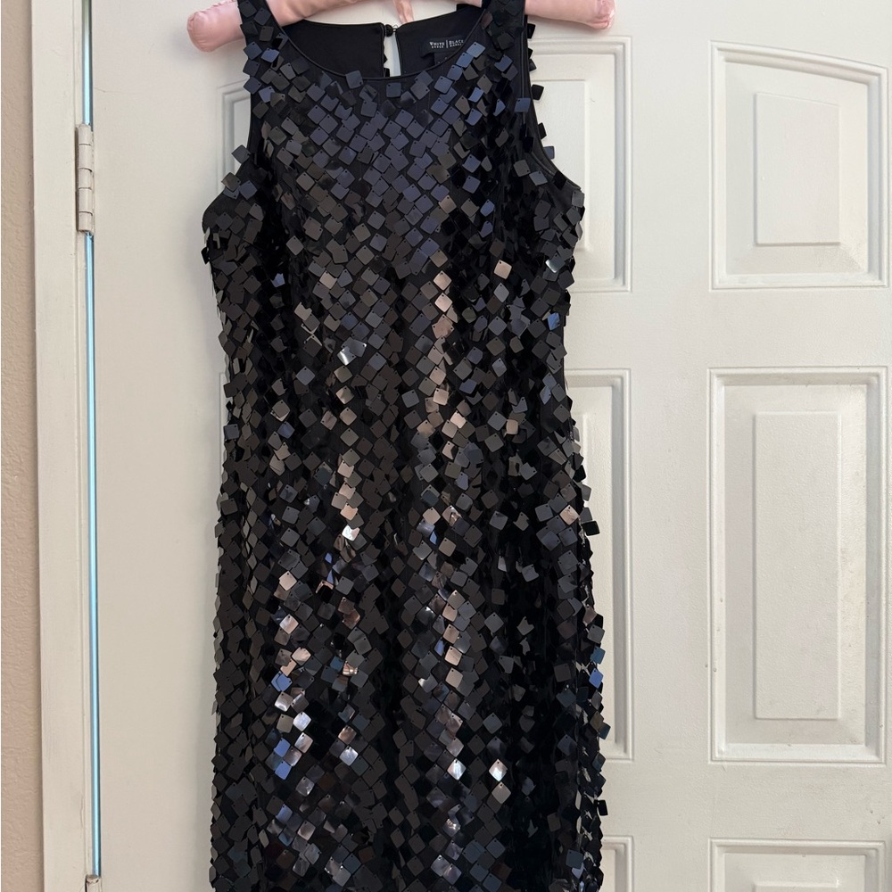 White House Black Market Black Sequin‎ Mini Dress Cocktail Wedding Size 6